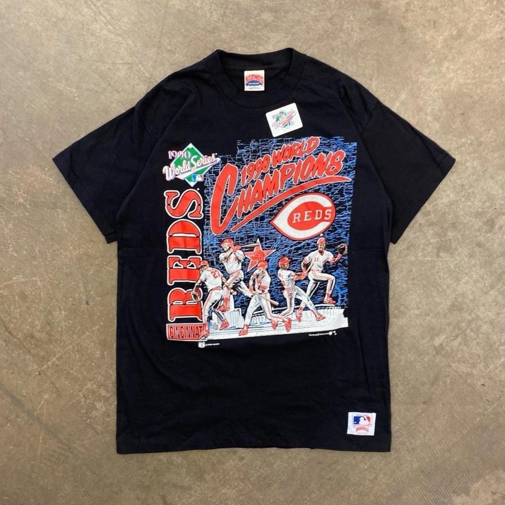 Vintage 90s Cincinnati Reds 1990 World Series Champions Nutmeg MLB T-Shirt XL